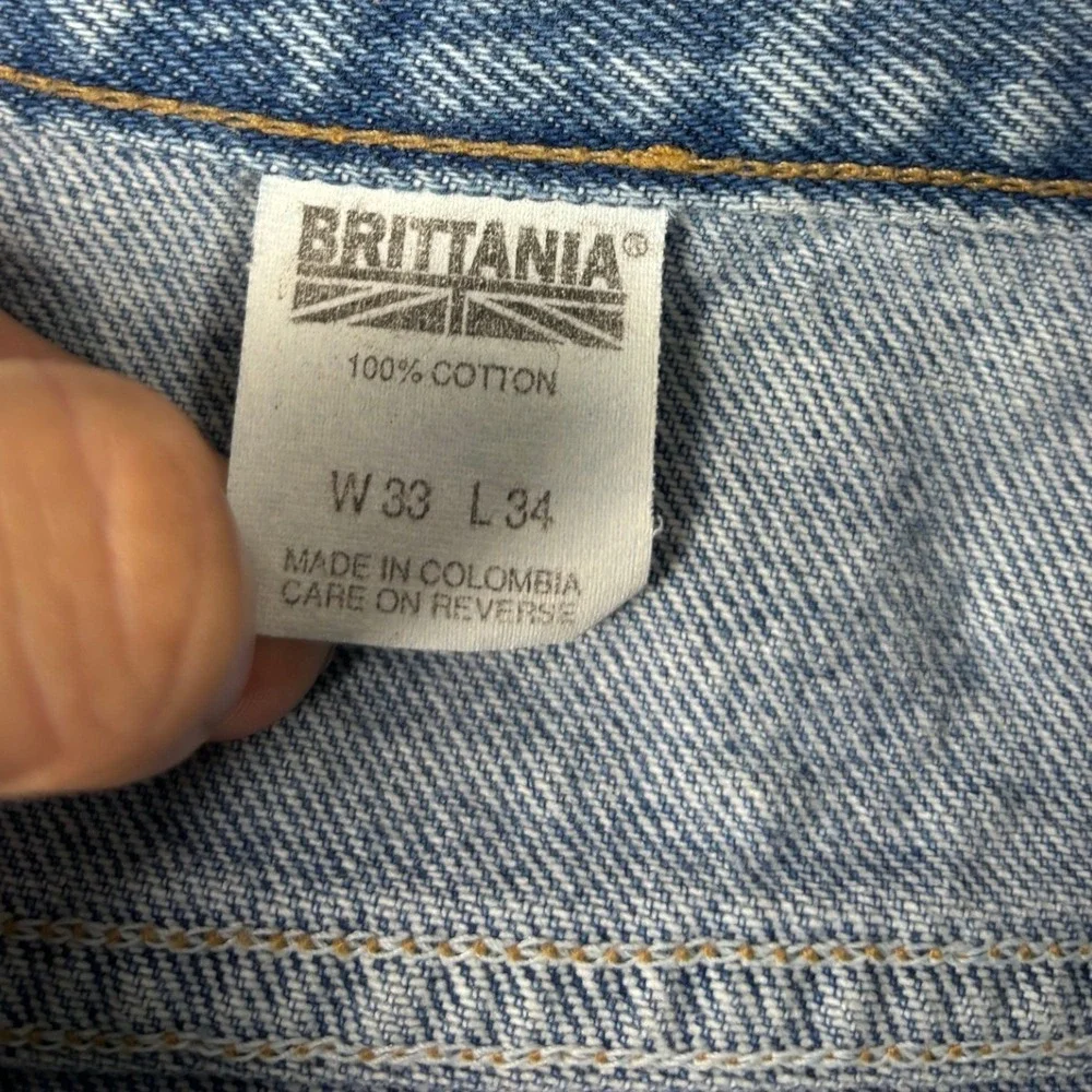 Brittania 205-06-12 Straight Leg Jeans Vintage 90s 33x34 Blue Denim Mens